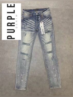 Purple Brand Unisex Mid Rise Distressed Button Fly Skinny Designer Jeans Size 33